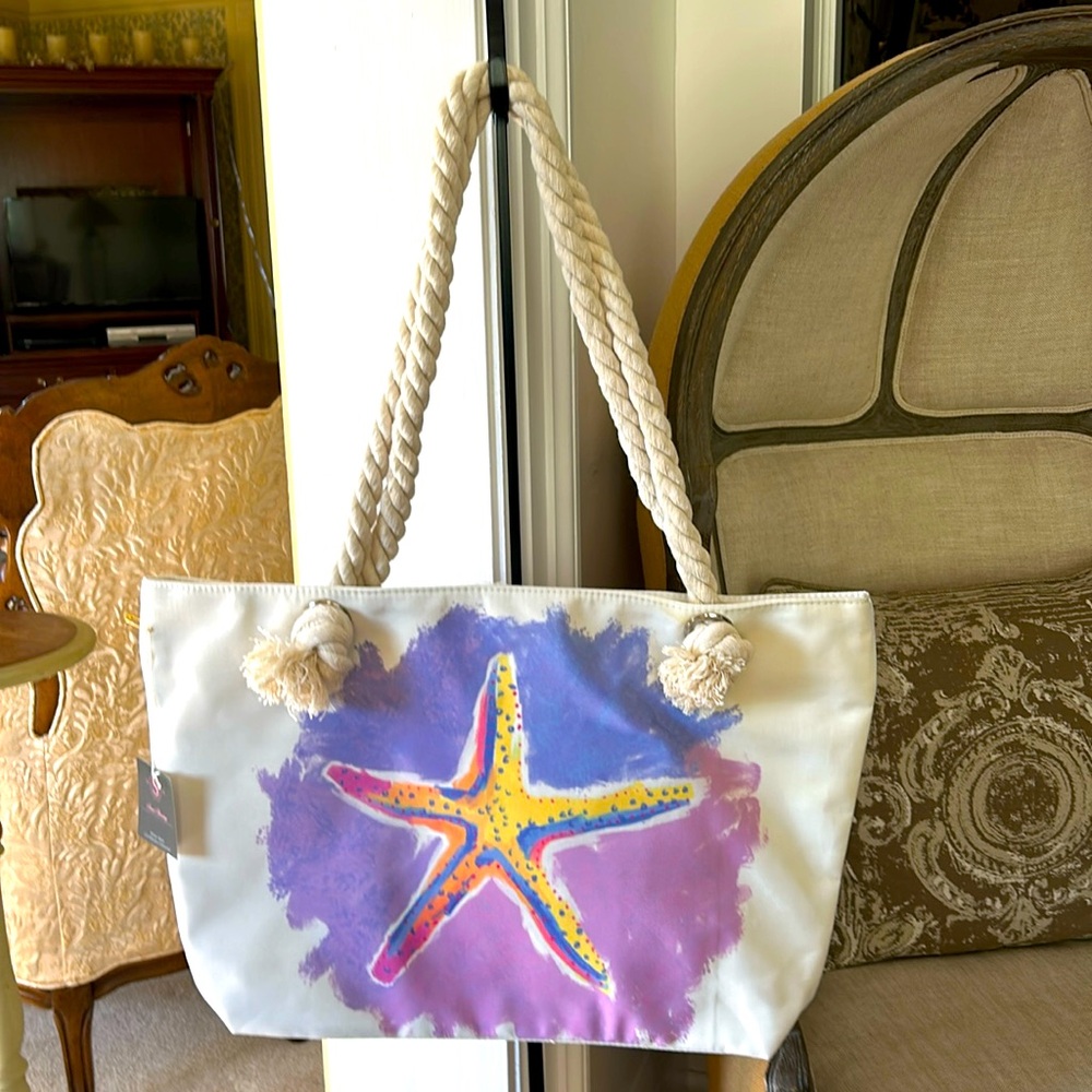 NWT Hey Beautiful Large Canvas Beach Bag